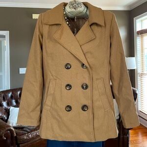 Women's Camel Double-Breasted Pea Coat